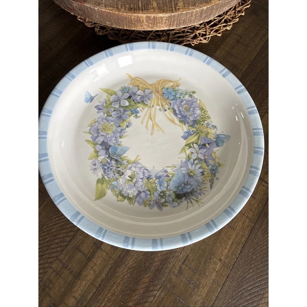 VTG Marjolein Bastin Nature's Sketchbook‎ Purple Blue Pie Plate Violets Hallmark